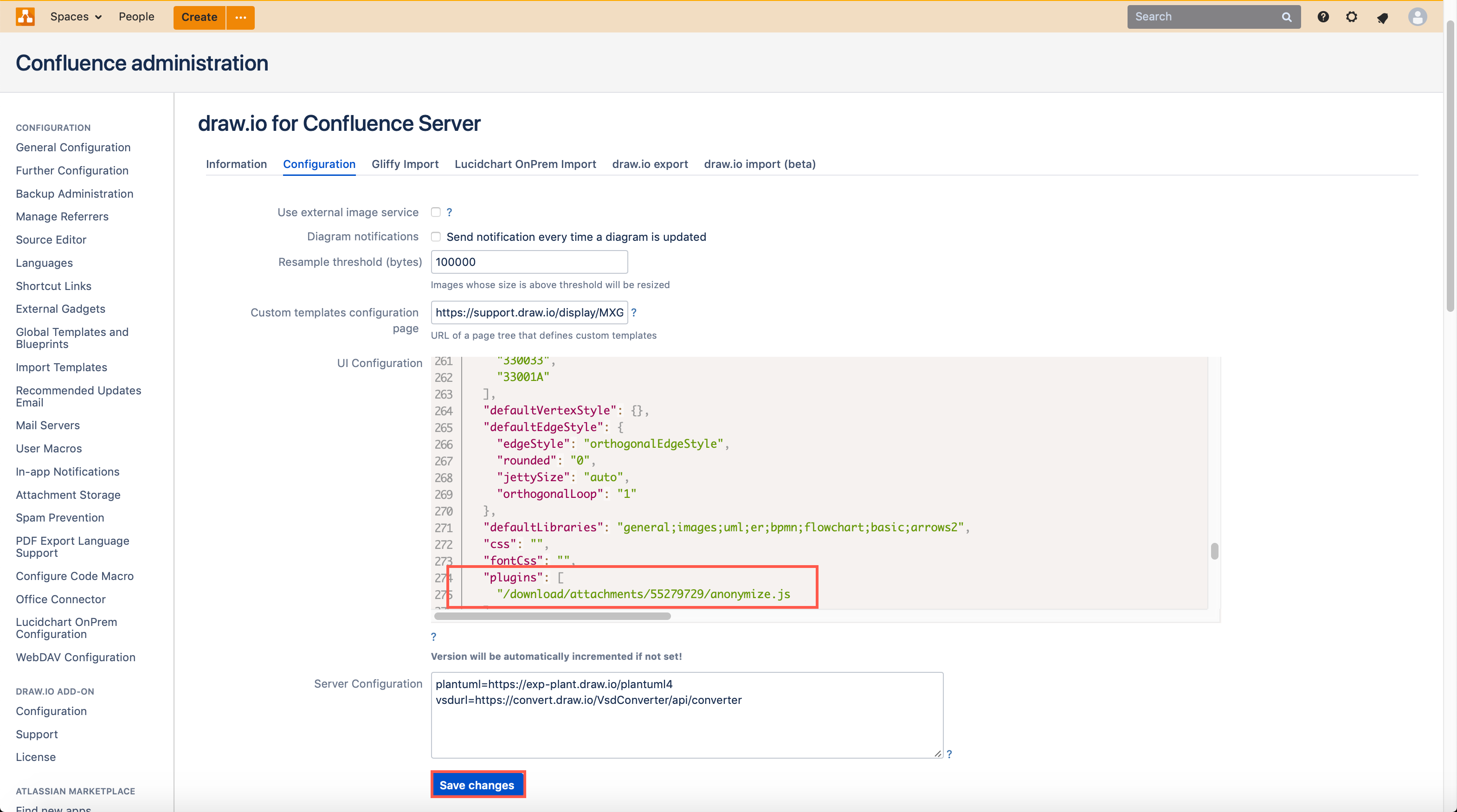 Add the anonymize plugin to draw.io in Confluence Cloud