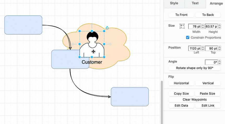 Rotate a shape with or without its label text