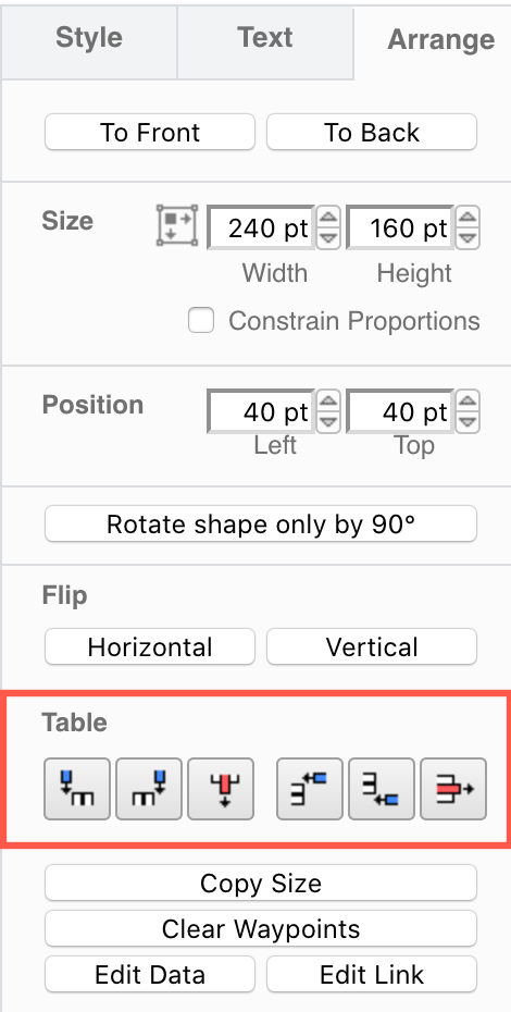 Use the table tools in the Arrange tab in the format panel to insert and delete columns and rows