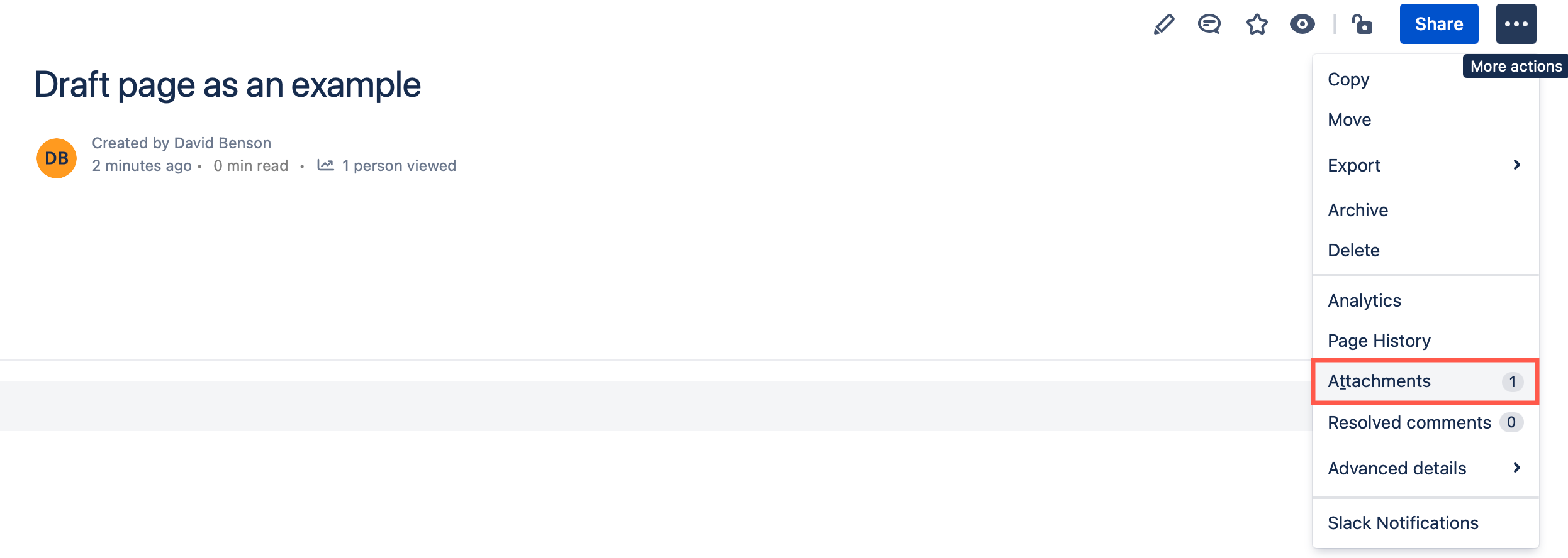 Select ... > Attachments to view