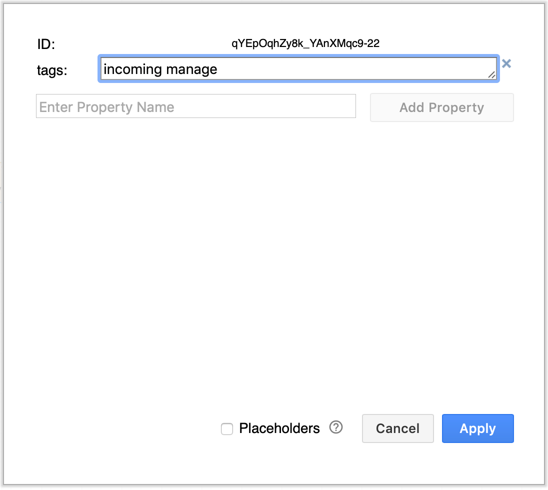 Tags can be added or deleted via the shape's properties