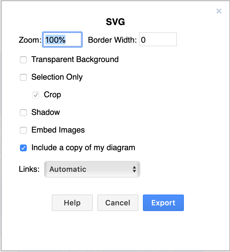 Choose the export settings for the SVG image
