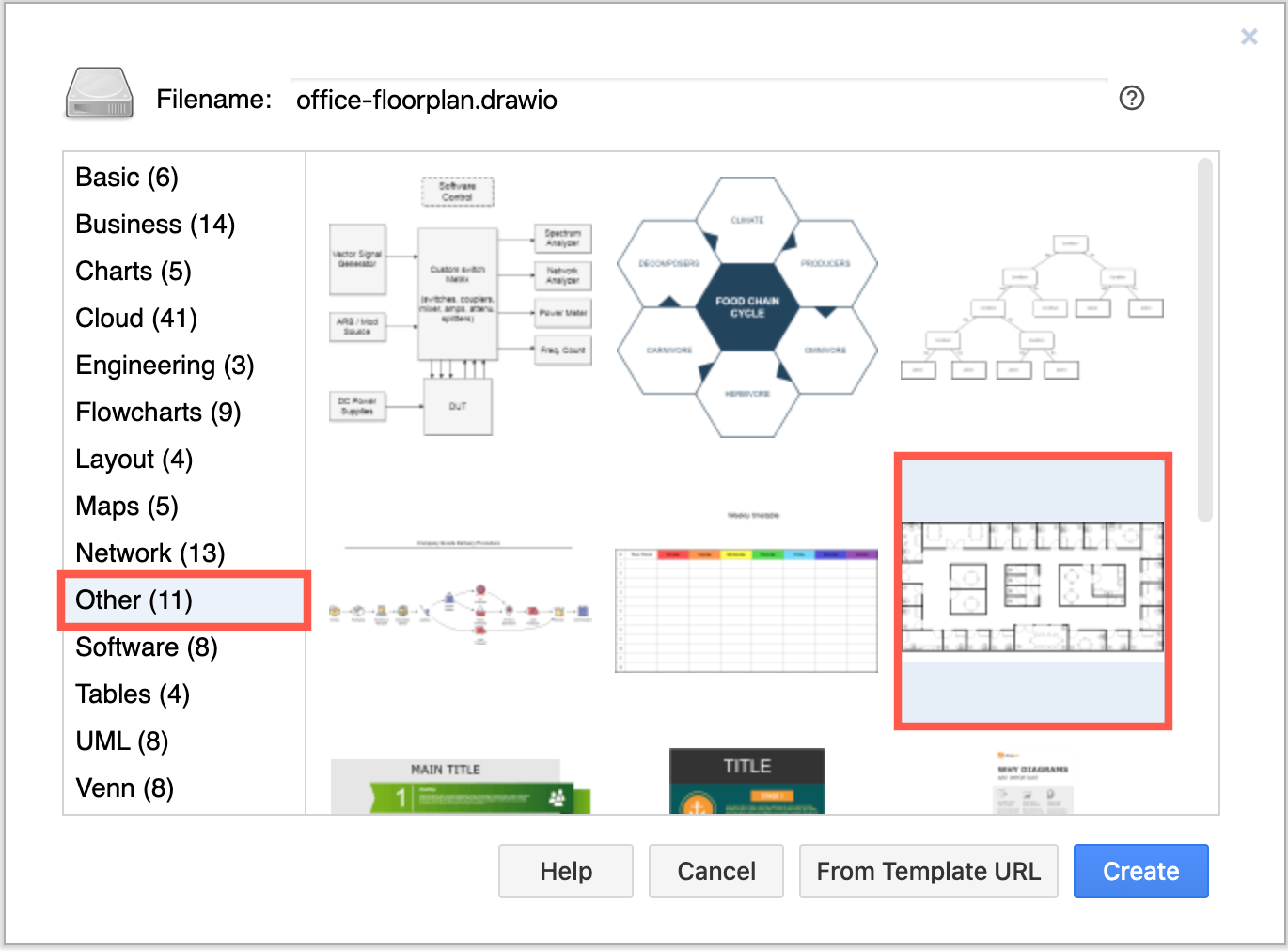 Start with the office floorplan template in diagrams.net