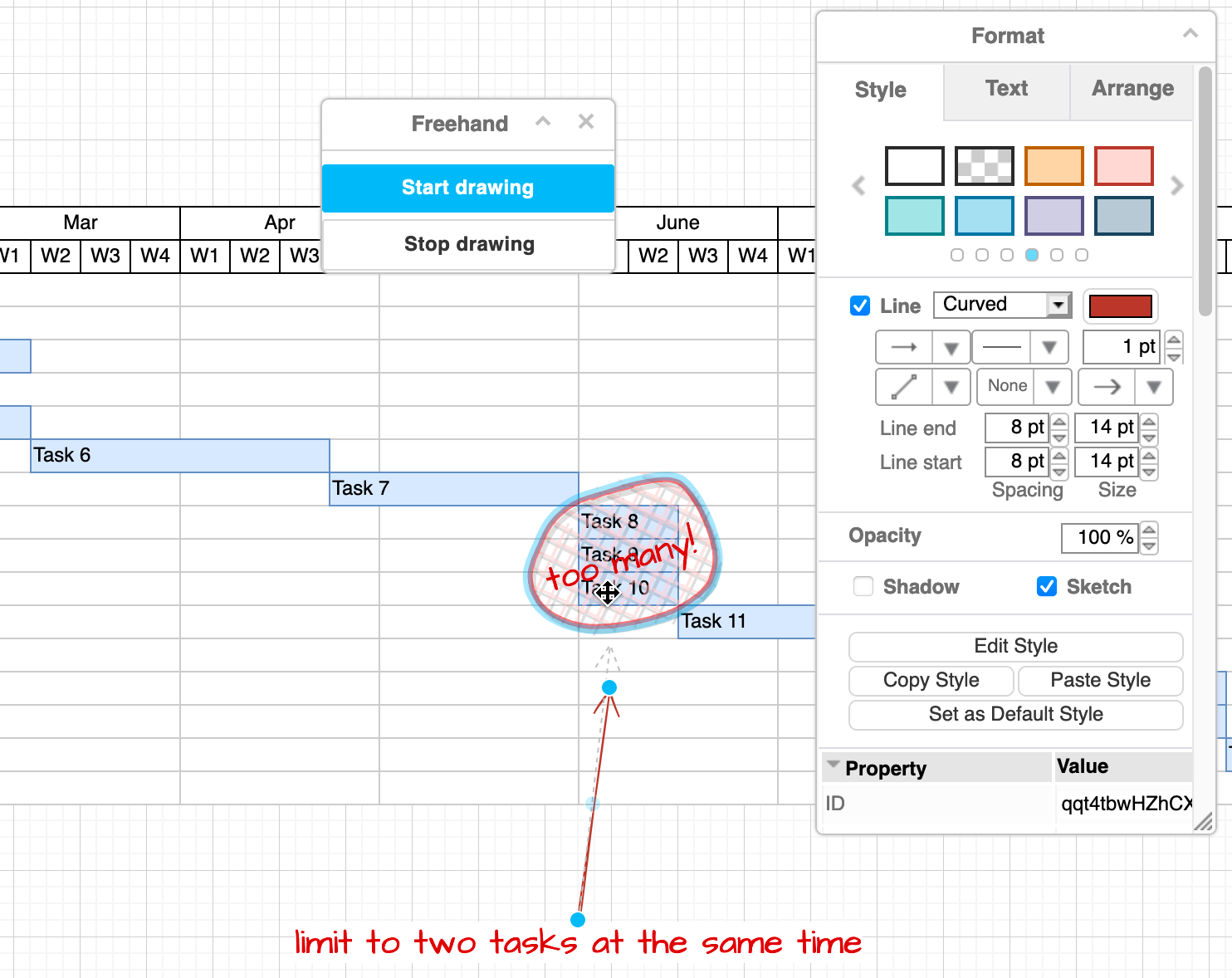 Drag and drop connectors onto freehand shapes