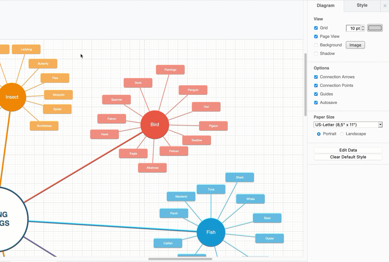 Group shapes, resize and rotate a group, and ungroup them in diagrams.net