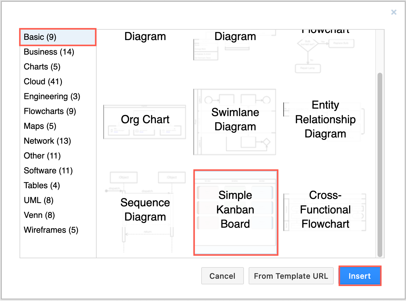 The kanban template in diagrams.net automatically updates colours and labels when you move tasks to another column