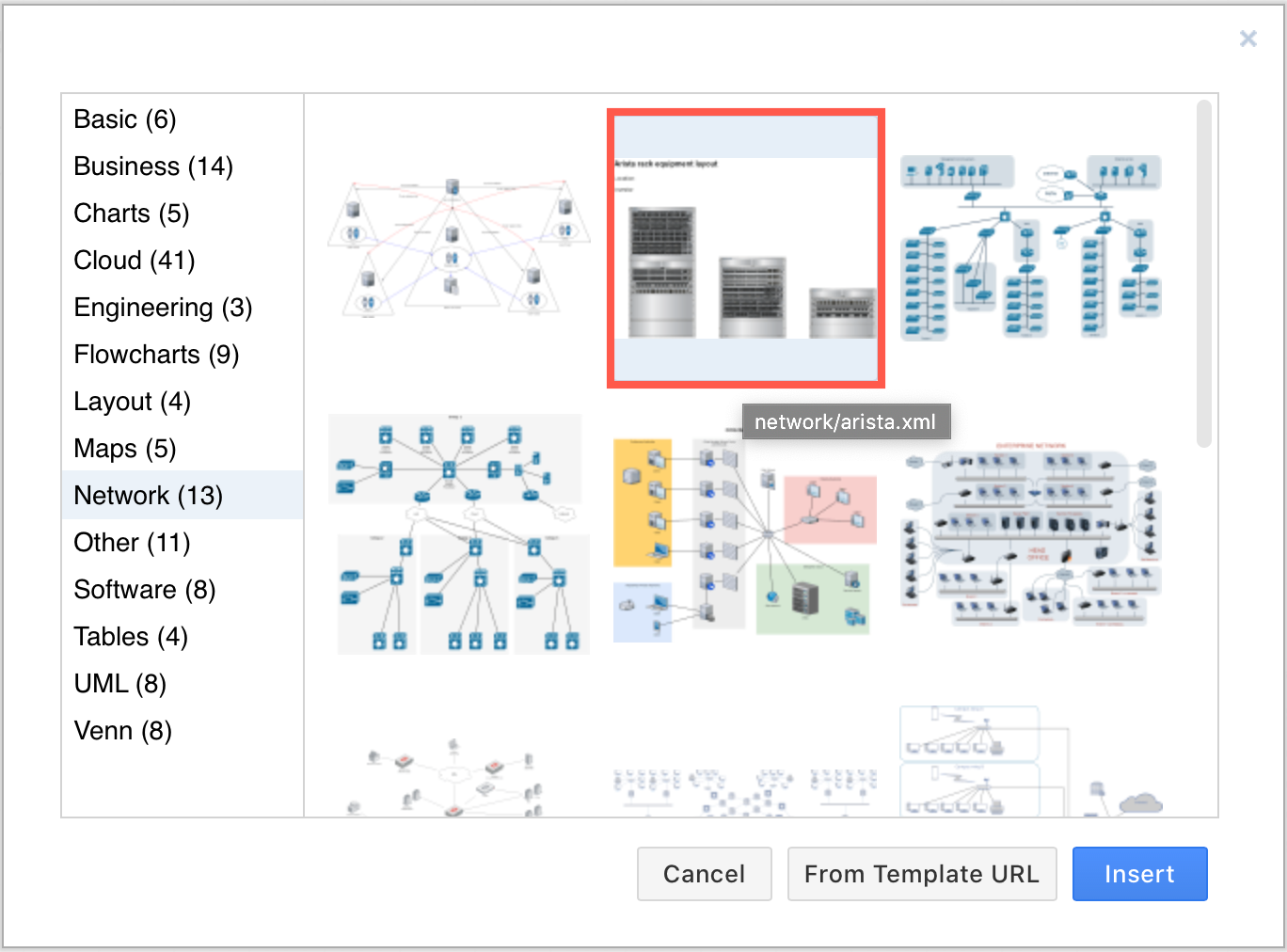 Arista rack diagram template in diagrams.net