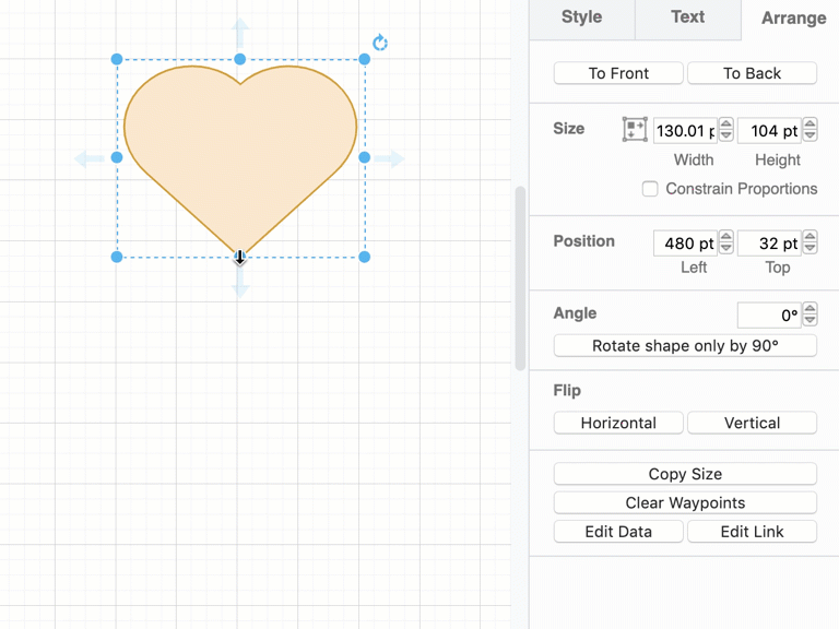 Keep the height/weight ratio of the shape on resize with the Constrain Proportions option in the Arrange tab