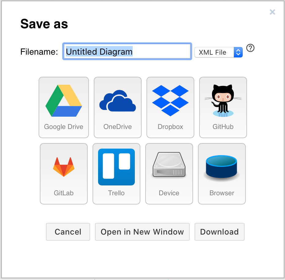 Select the location where you want to save your diagram files