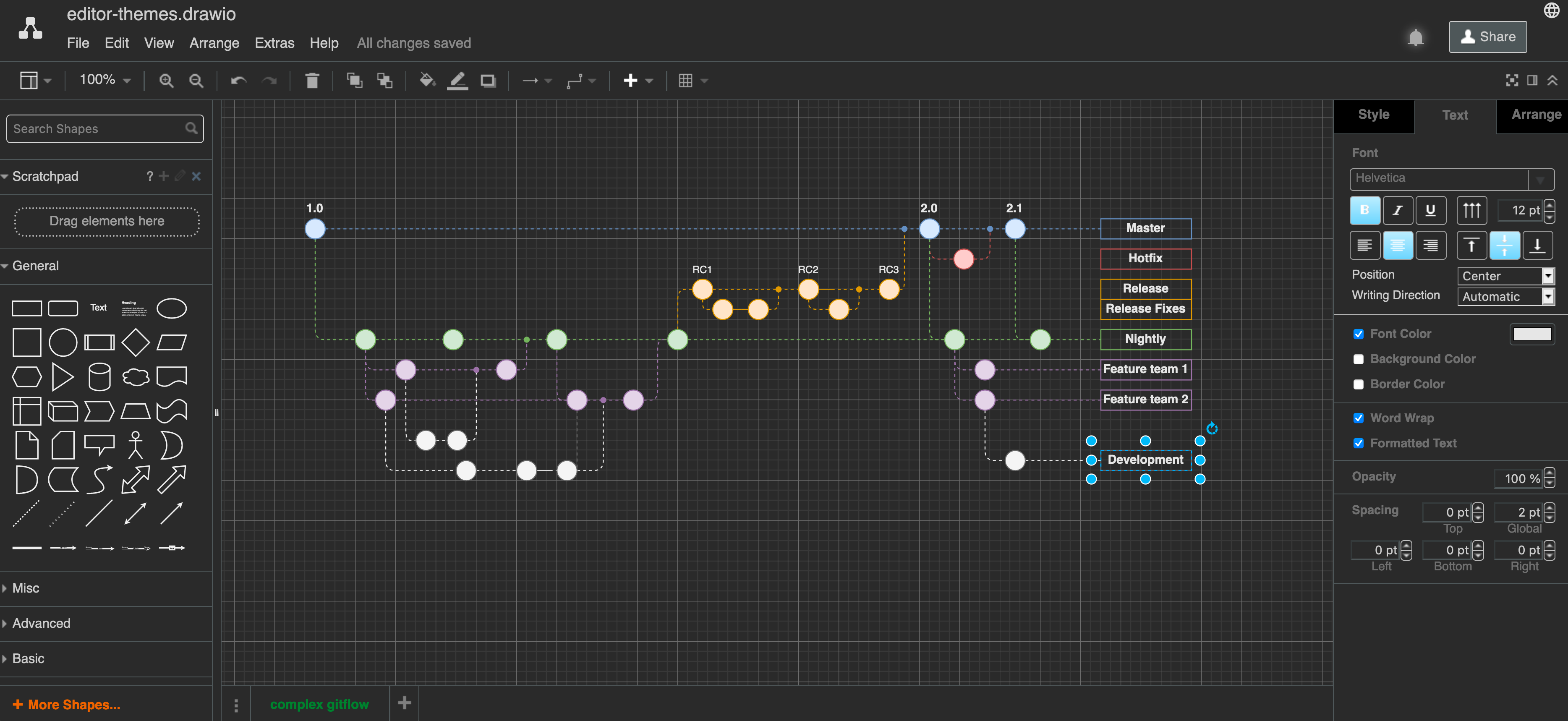 Choose your favourite UI theme in diagrams.net from Kennedy, Atlas, Dark, Minimal and Sketch