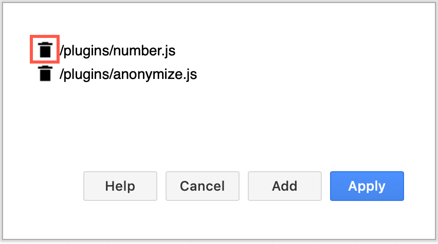 Click the trashcan icon next to the plugin to uninstall it